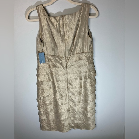 London Times Dress Size 10 Gold 𝅺Flapper Cocktail Layered Fully Lined New Tags - Picture 7 of 7
